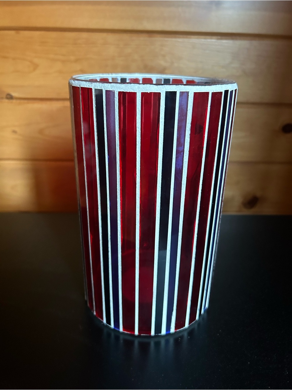TAG Red , White and Blue Glass Vase/Candle Holder